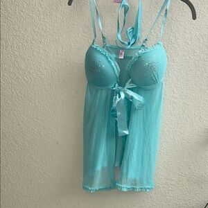 Aqua Chemise with Embellishments